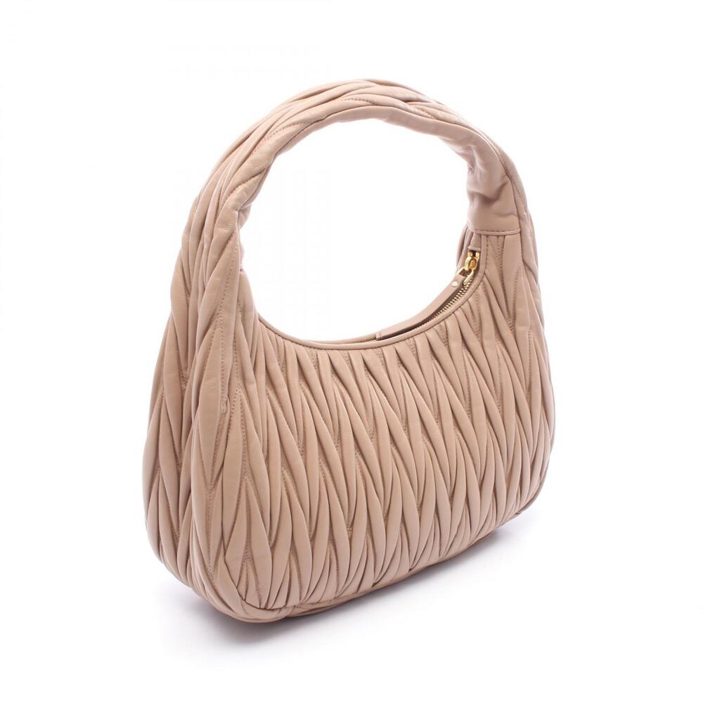 Miu Miu Wonder Matelasse Hobo Bag Handbag Leather Pink